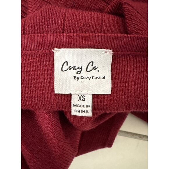Cozy Co. by Cozy Casual Ribbed Burgundy Sweater Top With V-Neck Long Sleeves XS - Picture 9 of 11